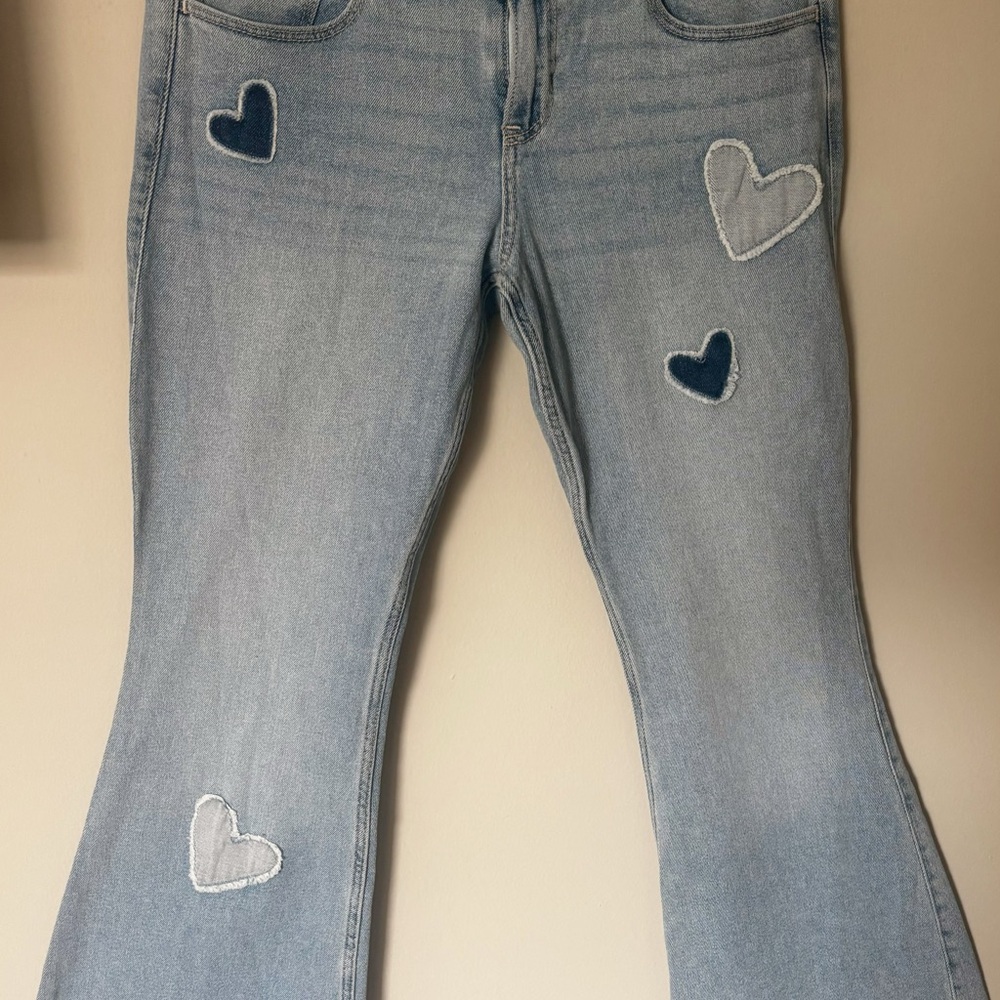 Hollister Heart Patch Light Wash Flare Jeans